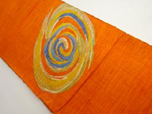 リサイクル　手織り紬渦巻模様織り出し名古屋帯